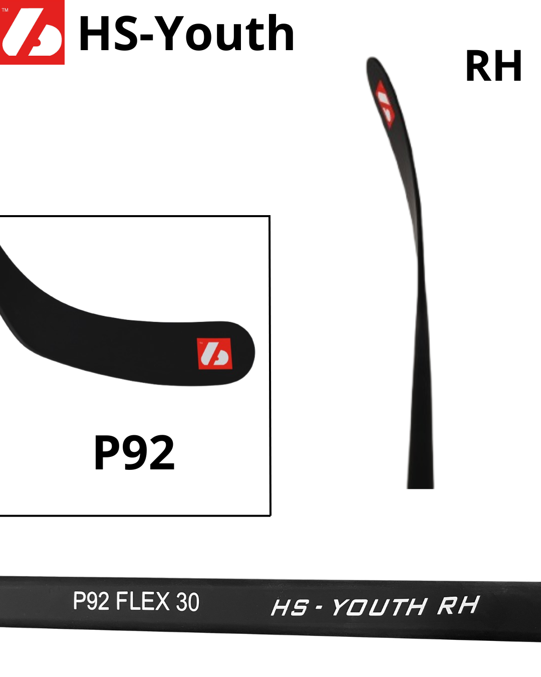 HS-Youth Crosse de hockey junior en carbone