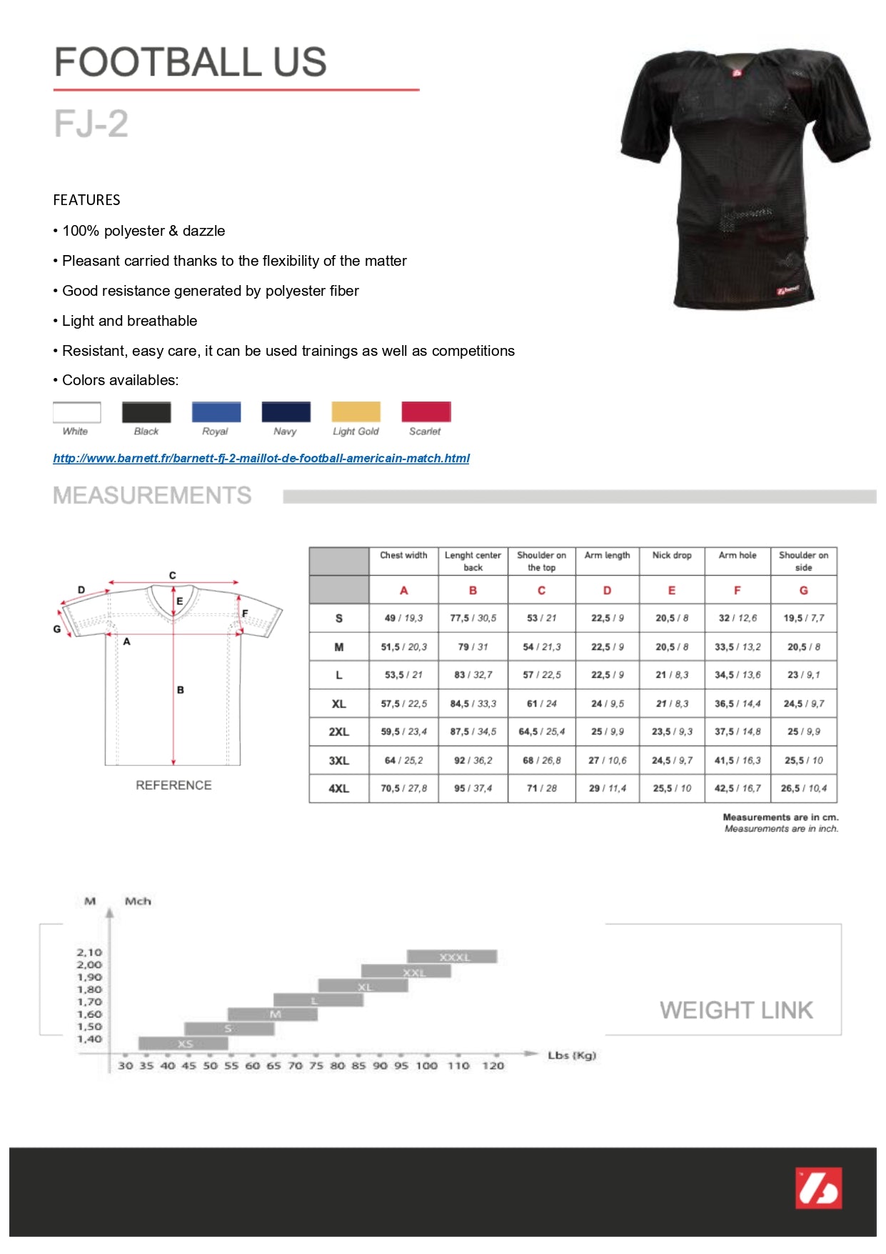 FJ-2 Maillot de football américain, match